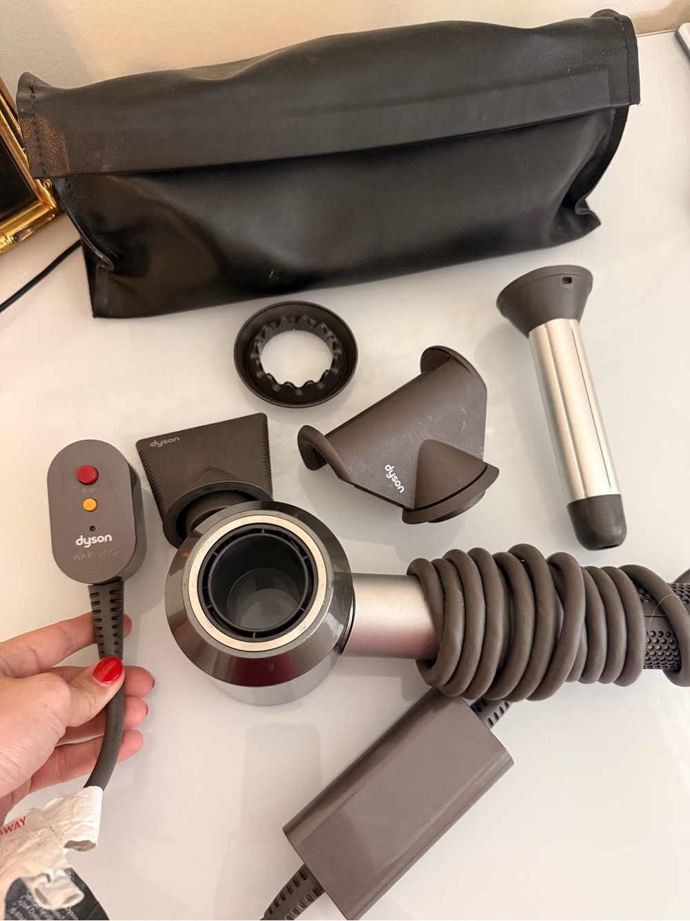 Dyson Hair Dryer with Black and Silver Styling Attachments